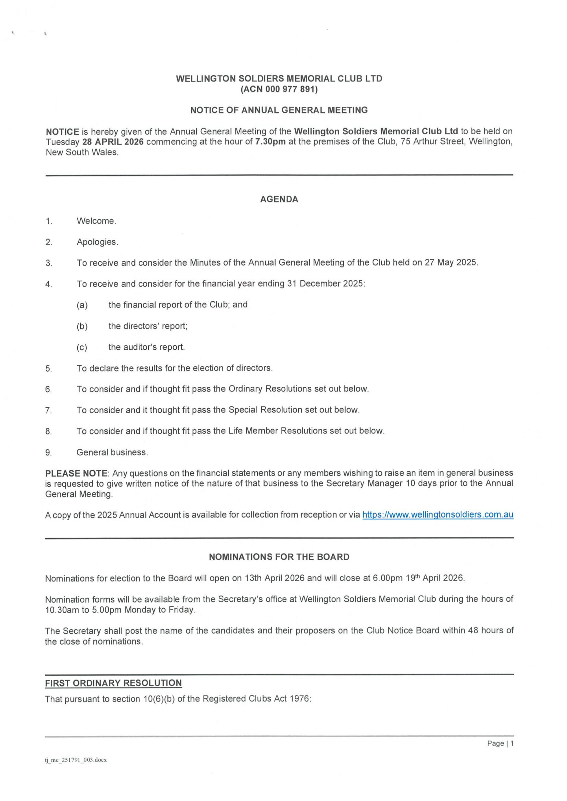 Annual General Meeting 28 - April - 2026